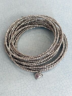 Stella & Dot Silver Bead Bardot Memory Wire Wrap Bracelet